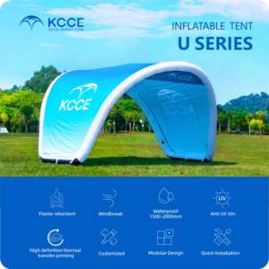 Logotipo personalizado diseño elegante resistente al viento en forma de <span class=keywords><strong>U</strong></span> playa Marin barco refugio inflable dosel tienda para espacio al aire libre - Product Image 2