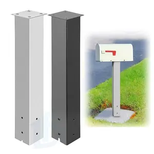 Mailbox Post Stand Black Powder Coated Mail Box Post Kit Outdoor Surface Mount Steel Post Stand