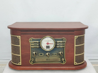 Radio stéréo vintage multifonctionnelle Haut-parleur intégré USB SD Table tournante en bois sans fil Combo musique et tourne-disque vinyle