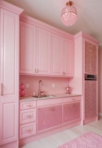 Dernier modèle de cuisine moderne Lovely pink Shaker Style High Glossy Laque Meuble de cuisine Cabinet - Product Image 3