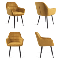 Vente en gros de chaise de négociation confortable en velours avec squelette en métal pour café avec accoudoir et dossier chaise de salle à manger en velours
