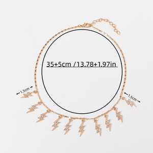 Collier pendentif éclair en alliage de zinc avec zircone cubique sertie pavé, bijoux de fête unisexe - Product Image 4