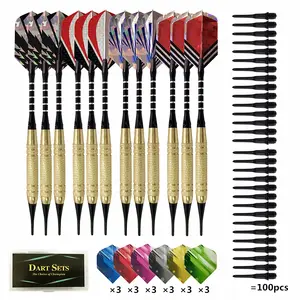 12 Packs Soft tip Darts Set 18g,100 Extra Tips+18 Extra Flights Pro Plastic Dart for Electronic Dartboard