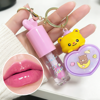 Gloss à lèvres brillant effet miroir, waterproof, à base d'huile, longue tenue, non-collant, hydratant, vente en gros, avec porte-clés mignon