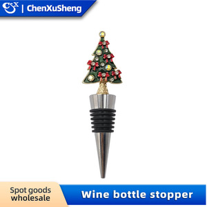 Christmas Wine Stopper Metal Decorated Bottle Stopper Red Wine Corks With Santa Snowman Tree Design - Product Image 4