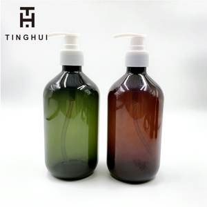 ขวดพลาสติก PET สีเขียวเทาใส ขนาด 300 มล. 500 มล. สำหรับบรรจุน้ำมันใส่ผม โลชั่น แชมพู พร้อมหัวปั๊มสีดำ แบบกำหนดเองได้ - Product Image 2