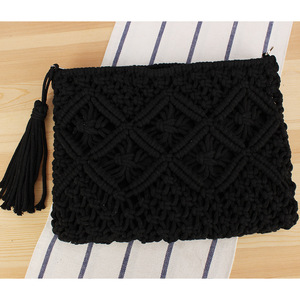 Borsa Estiva da Donna all'<span class=keywords><strong>Uncinetto</strong></span> con Nappa Borsa da Spiaggia in Paglia Fatta a Mano Borsa a Spalla Pochette Portafoglio in Tessuto - Product Image 5