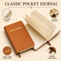 Carnet de notes A7 avec 196 pages lignées, couverture en cuir PU et marque-pages en ruban pour les notes de voyage