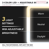 Trousse de Maquillage Portable MoonlitGlow en PU avec Miroir LED et Séparateurs Ajustables, Grande Capacité, pour Voyage