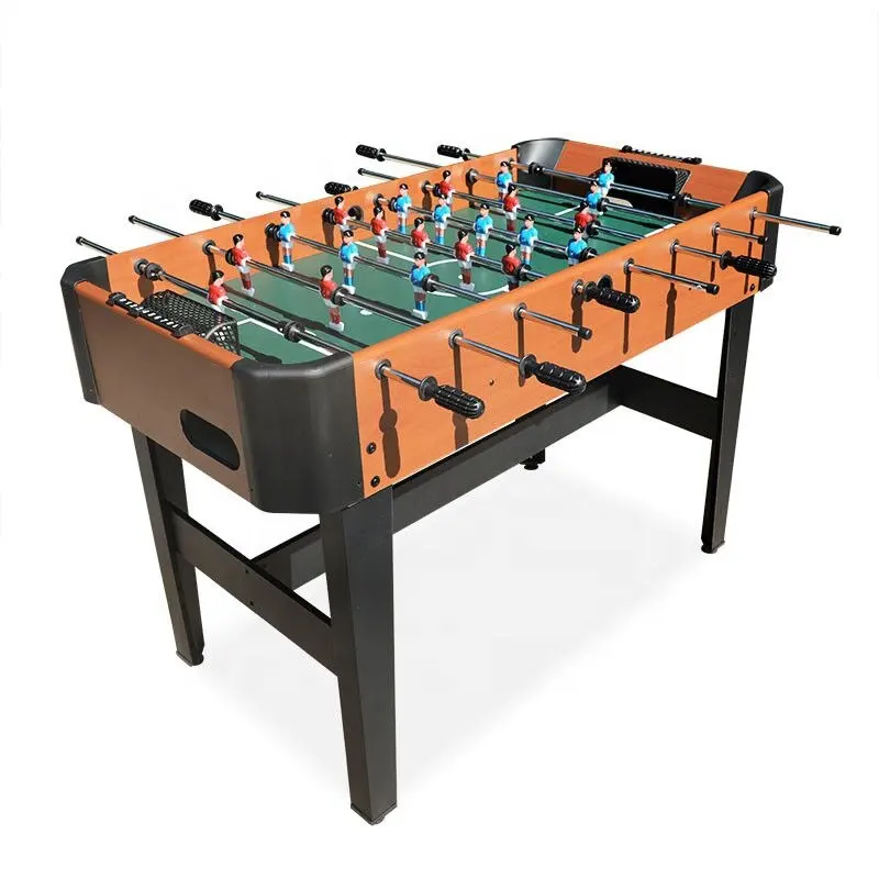 Meja Foosball Mini 4 kaki untuk anak-anak, permainan sepak bola dalam ruangan bermain dengan warna merah & biru