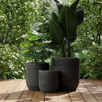 Ensemble de 3 pots de fleurs en pierre de fibre antique, jardinières élégantes pour une utilisation en intérieur et en extérieur