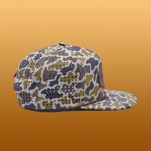 Parche de cuero de alta calidad Camo Gorras Snapback Gorras Custom 5 Panel Laser Cut Hole Rope Snapback Hat Fabricante - Product Image 3