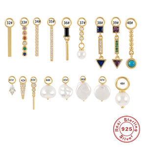 Dijes Colgantes de Plata de Ley 925 para Pendientes de Aro DIY |   Colgante Chapado en Oro con Gema de Circonita Cúbica en Forma de Cruz, Pico, Barra, Ojo y Lágrima - Product Image 5