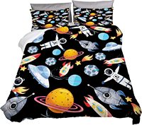 Literie pour adulte imprimée en 3D Planet Space King Ensemble de housse de couette imprimée 3 pièces Ensemble de couette en microfibre