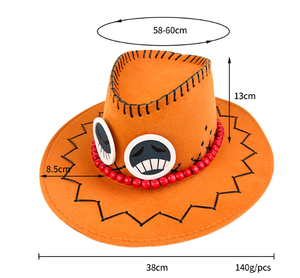 Dessin animé Cosplay Costume chapeau avec Ace collier Halloween périphérique Orange feutre Cowboy chapeau Western chapeaux pour femmes hommes garçons adultes - Product Image 6