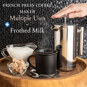 Cafetera <span class=keywords><strong>Francesa</strong></span> de Doble Pared Aislada - Acero Inoxidable, Mantiene el Café Caliente Durante Horas, <span class=keywords><strong>Ideal</strong></span> <span class=keywords><strong>para</strong></span> el Hogar o la Oficina - Product Image 5