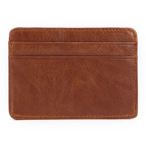 Boshiho Vintage Style Men's Slim Genuine Leather Minimalist Business Credit <b>Card</b> <b>Holder</b> Brown/Black - Product Image 2
