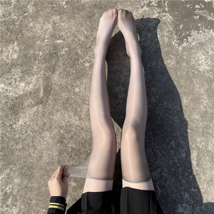 Bas brillants à l'huile Edgeless Sexy Ultra-mince cuisses mi-longues <span class=keywords><strong>rouge</strong></span> clair noir bas de soie - Product Image 6