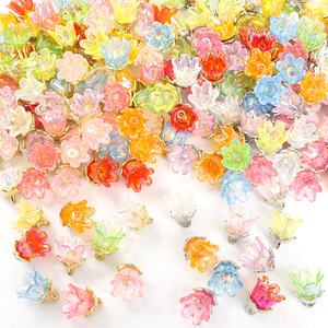 Ciondolo a forma di <span class=keywords><strong>campanula</strong></span> traslucida in lega color oro con petali a goccia per braccialetti Fairy Garden - Product Image 2