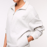 Logo personnalisé pour femmes Ultra Soft Premium Fleece Quarter Zip Pullover 100% Cotton Sweatshirt