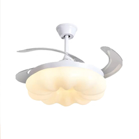 24W E26 E27 Prise 5 Lames Ovales Changement de Couleur Télécommande Mini Ventilateur Ampoule Ventilateur de Plafond de Lumières