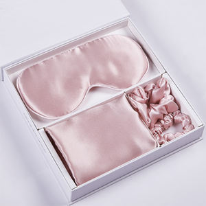 럭셔리 뽕나무 실크 베개 커버 수면 안대 발렌타인 데이 블라인드 세트 3종 실크 베갯잇 실크 스크런치 여성용 - Product Image 1