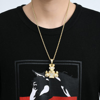 Pendentif porte-monnaie en forme d'animal, collier en laiton et zircon pour couple, homme et femme.