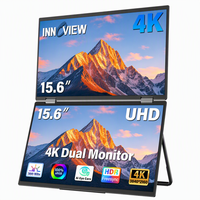 15,6 inch UHD 60Hz draagbare dubbele monitor, 1200:1 contrastverhouding, matte LCD, grote standaard, DP, USB-C, 178° brede kijkhoek