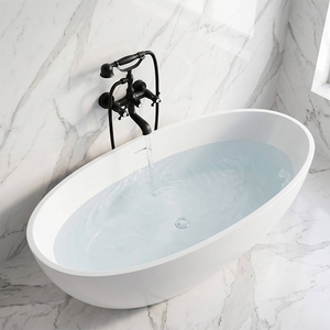 Robinet de baignoire vintage noir mat à montage mural, style téléphone traditionnel, mitigeur <span class=keywords><strong>bain</strong></span>-douche avec deux poignées croisées pour villa de luxe - Product Image 4
