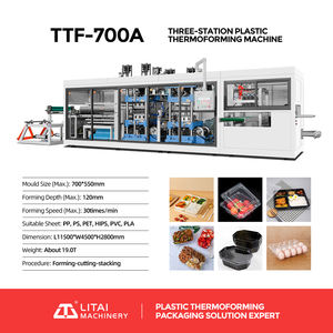 Macchina Termoformatrice Sottovuoto Completamente Automatica per la Formatura, Taglio e Impilamento di Vaschette e Contenitori Alimentari Monouso in PS/PET/PP/PVC - Product Image 2