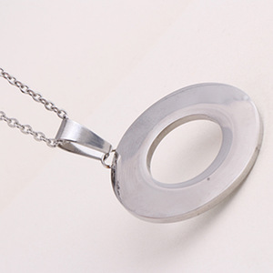 European Style Women's 32MM Diamond Shell <b>Ring</b> Titanium Steel <b>Necklace</b> Everyday Wear Round Design - Product Image 4