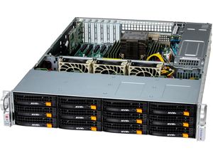 SSG-522B-ACR12H 2U เซิร์ฟเวอร์แบบแร็คแบบซ็อกเก็ตเดี่ยว DDR5 ECC NVMe Hot Swap Barebone ความหนาแน่นสูง สำหรับจัดเก็บข้อมูลฐานข้อมูล คลาวด์ แบบกำหนดเองได้ - Product Image 1