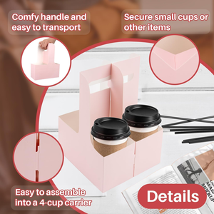 Custom Biodegradable Kraft Paper <b>Disposable</b> Drink Carrier with Custom Logo Take Away Hot Coffee Tea <b>Cup</b> Holder and Handle - Product Image 3