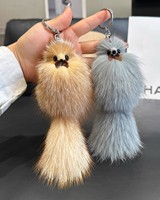 Porte-clés en fourrure de renard naturelle et moelleuse de 16 cm, mignon pour femmes et filles, pompon en peluche, animal, pour sac, voiture, bijou, cadeau de fête