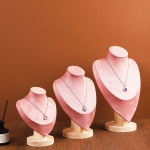 Expositor de joyería con base de madera rosa, modelo de figura, para collares y collares de cadena, accesorios para stand de venta <span class=keywords><strong>en</strong></span> <span class=keywords><strong>vivo</strong></span> BC8332 - Product Image 3