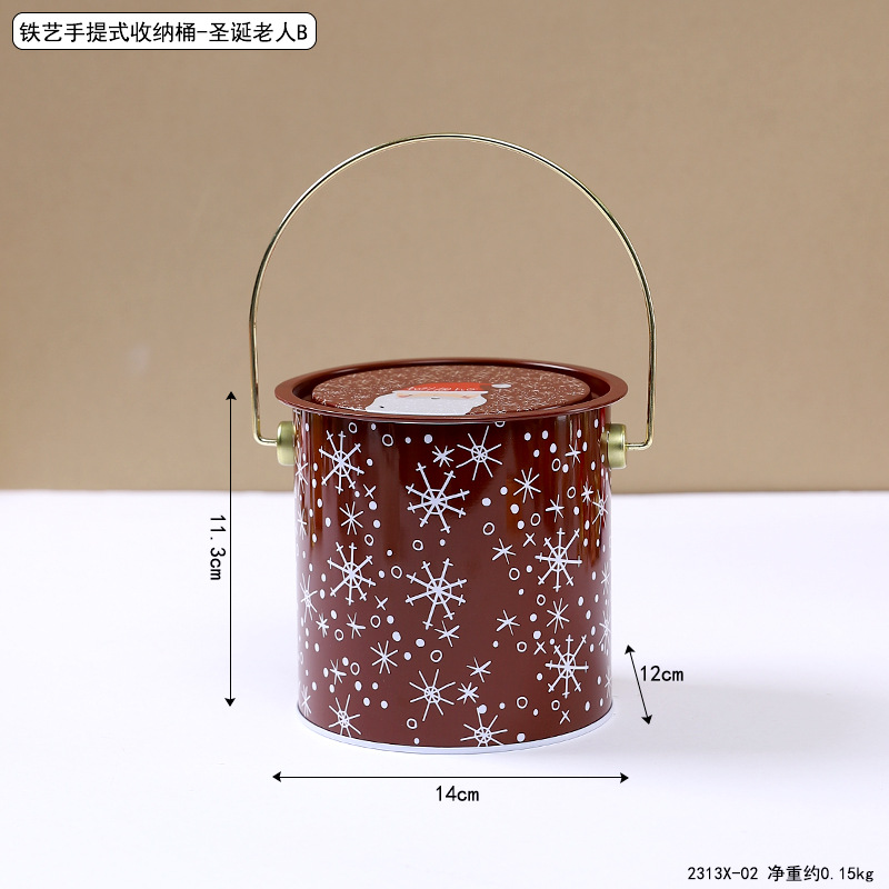 Seau portatif de stockage d'art du fer 2313x-02 -- père noël b