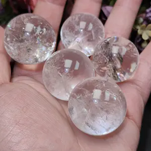 Bola kristal kuarsa bening kristal alami ukir tangan kualitas tinggi bola kristal kecil untuk dekorasi rumah