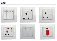 VNX interrupteur d'éclairage 4 Gang vente pas cher V20 série en plastique PC doré blanc électrique bouton poussoir interrupteur mural pour chambre