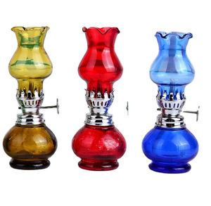 Diamant rond à l'<span class=keywords><strong>ancienne</strong></span> rouge vert bleu bocal vide bouteille en <span class=keywords><strong>verre</strong></span> <span class=keywords><strong>lampe</strong></span> à huile lanterne avec mèches décoration de table pour la maison lampes à huile - Product Image 6