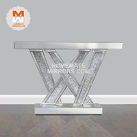 Table console élégante scintillante en miroir diamant écrasé
