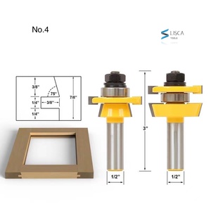 L-N003 8# 2 Bits Rail & Stile Router Bit Set  Bevel -1/2" Shank Door Knife Woodworking Cutter Tenon Cutter - Product Image 5