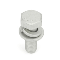 Vis hexagonale en acier au carbone GB 9074.17 Gr8.8 avec douille plate et rondelle à ressort, revêtement Dacromet
