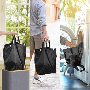 ตะกร้าเก็บขวดไม้ไผ่ถังรีไซเคิลภาชนะเก็บขวดพร้อมถุงใส่สำหรับการออกแบบฝาพับ - Product Image 6