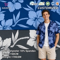 Tissu extensible à imprimé hawaïen 90% polyester 10% élasthanne sergé bidirectionnel 150cm 170gsm Textile floral tropical Conception personnalisée OEM