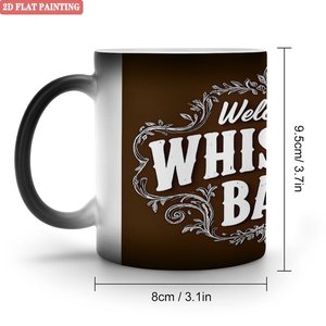 Mug à poignée épaisse facile à saisir, 11 oz, en céramique noire givrée, tasse à boire changeant de couleur sensible à la chaleur - Product Image 1