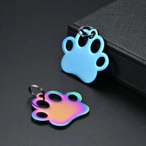 Wholesale Stainless Steel Dog Paw Print Charms <b>ID</b> Blank Dog <b>Tags</b> Pendant Animal Necklace Jewelry Accessories 6Colors - Product Image 4