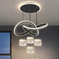 Lustre moderne en fer et cristal pour restaurant, salle à manger, bar, escalier, éclairage LED dimmable de luxe