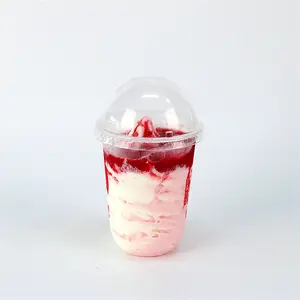 透明コーヒーミルクティーアイスクリーム使い捨てプラスチックカップ蓋付き