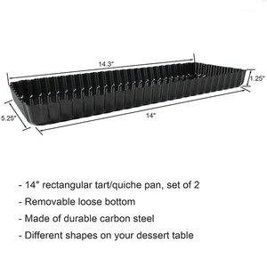 Bandeja <span class=keywords><strong>rectangular</strong></span> antiadherente <span class=keywords><strong>para</strong></span> tartas y quiche de 14 pulgadas con fondo suelto extraíble hecho de acero al carbono - Product Image 2