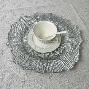 现代承诺批发金箔珠光充电器板透明塑料PS餐具婚礼圣诞派对 - Product Image 3